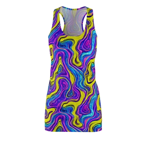 Vivid Whirl on a Racerback Dress
