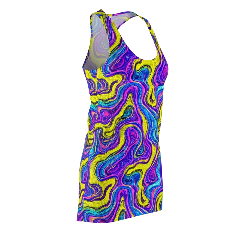 Vivid Whirl on Racerback Dress — Front Side
