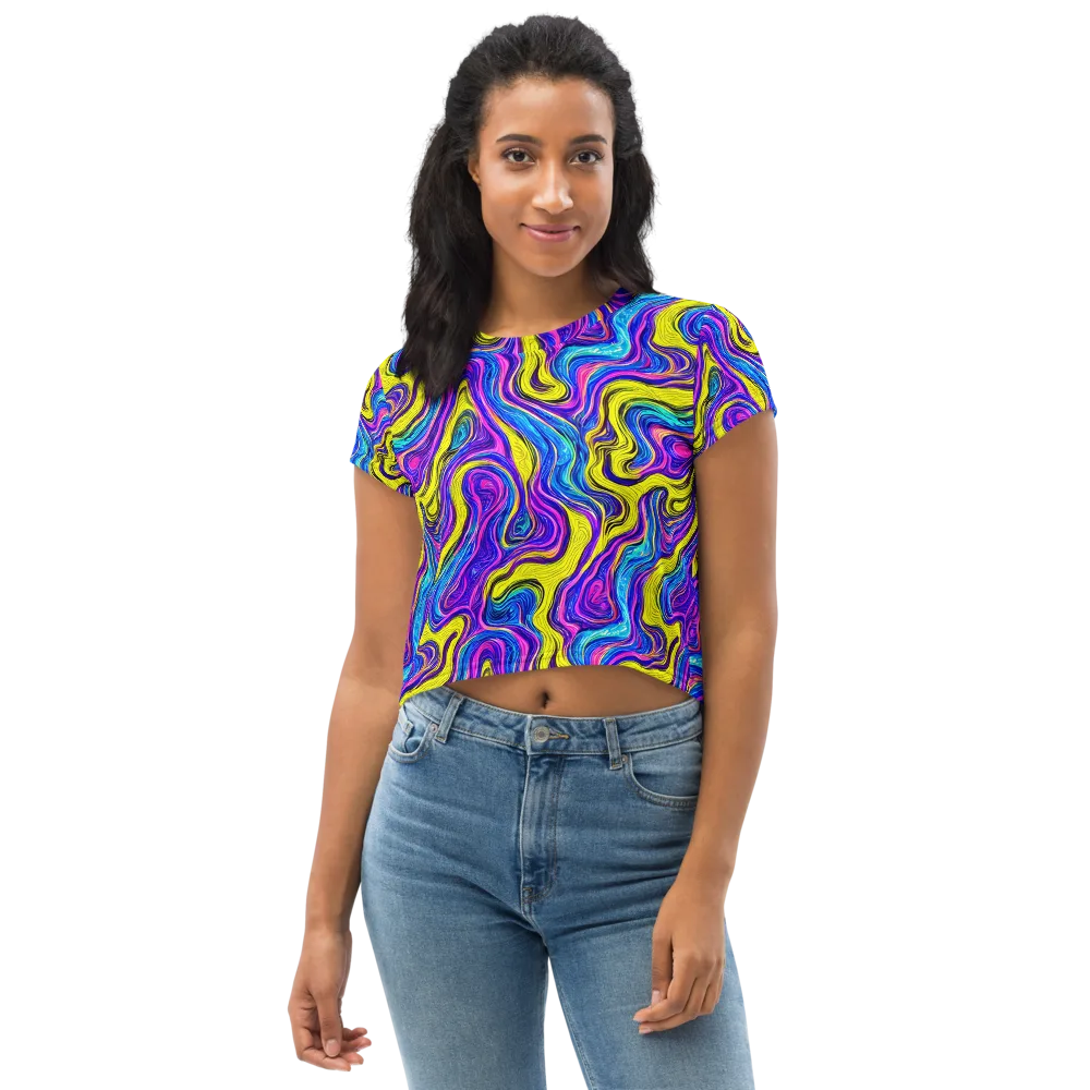 Vivid Whirl on Crop Tee — Front
