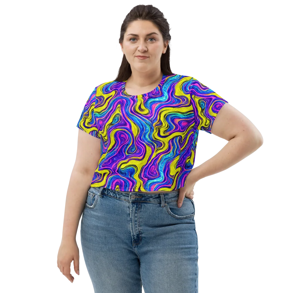 Vivid Whirl on Crop Tee — Front