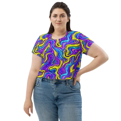 Vivid Whirl on a Crop Tee