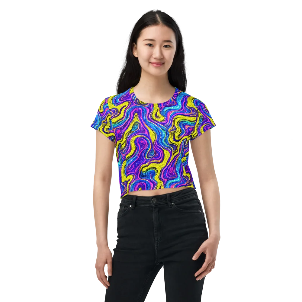 Vivid Whirl on Crop Tee — Front