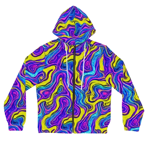 Vivid Whirl on a Women's Full-Zip Hoodie