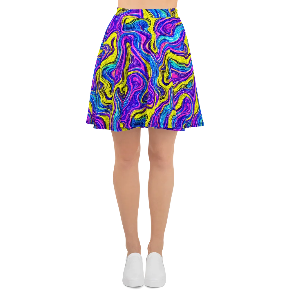 Vivid Whirl on Skater Skirt — Front
