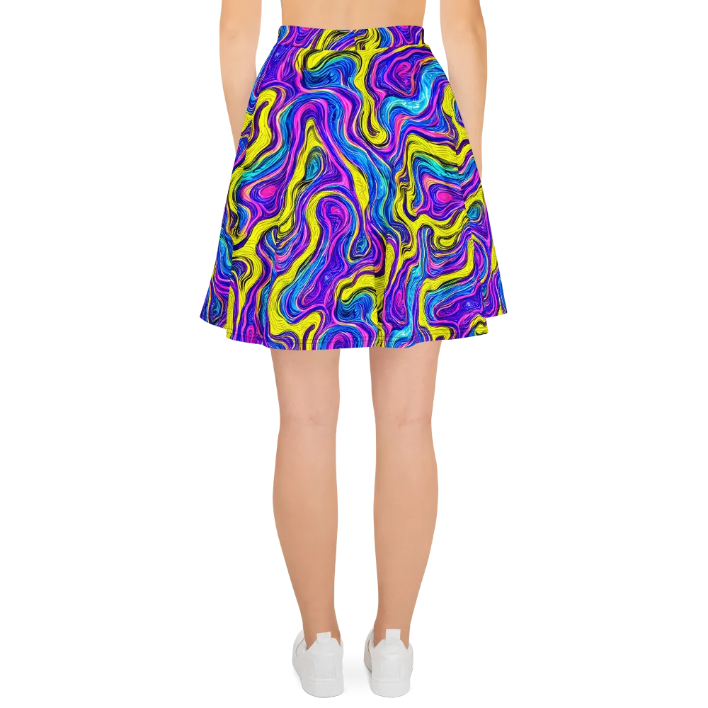 Vivid Whirl on Skater Skirt — Back