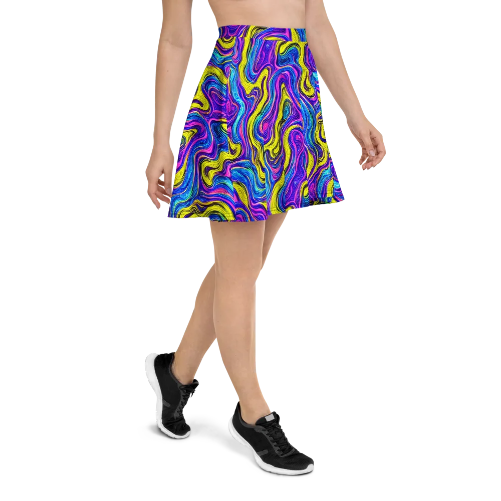 Vivid Whirl on Skater Skirt — Right
