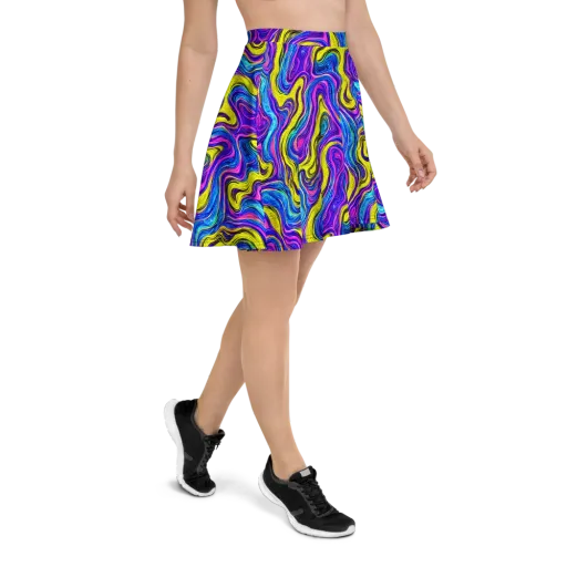 Vivid Whirl on a Skater Skirt