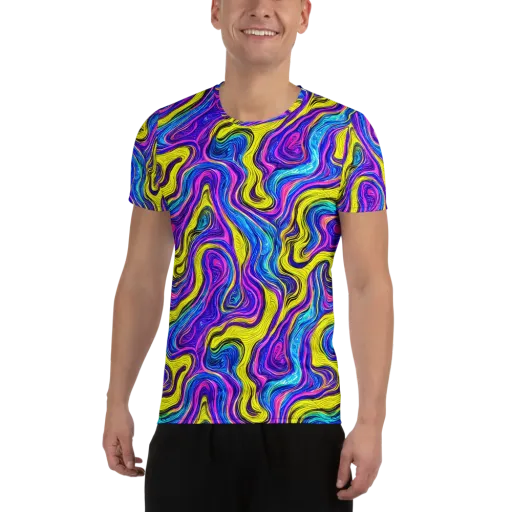 Vivid Whirl on a Men's Athletic T-Shirt