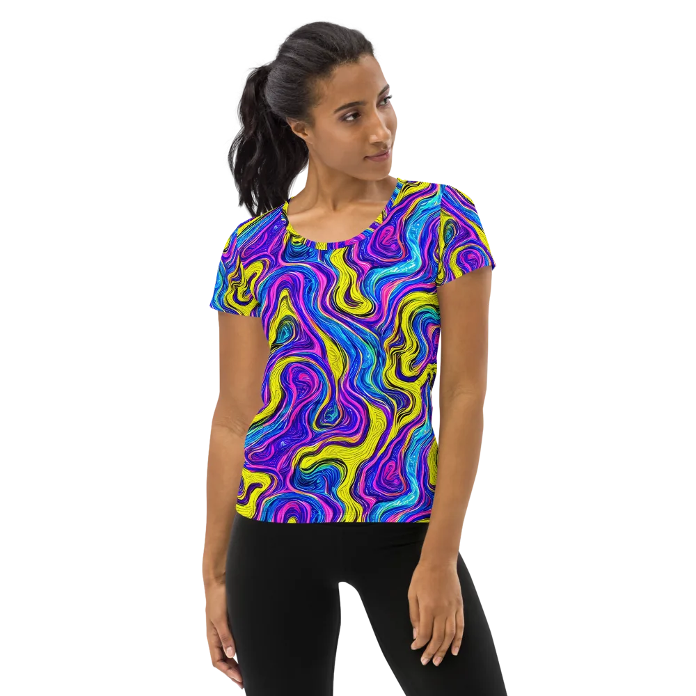 Vivid Whirl on Women's Athletic T-Shirt — Front