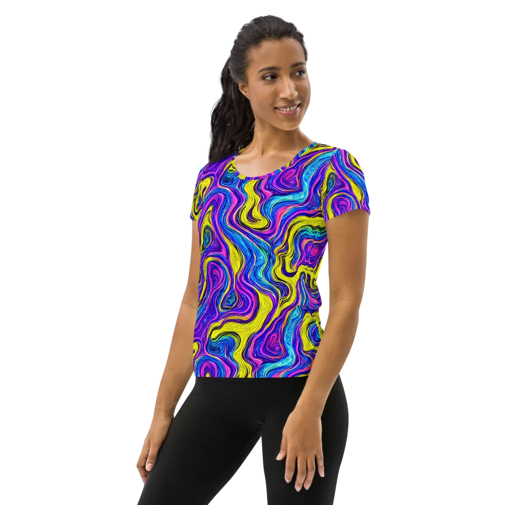 Vivid Whirl on Women's Athletic T-Shirt — Left