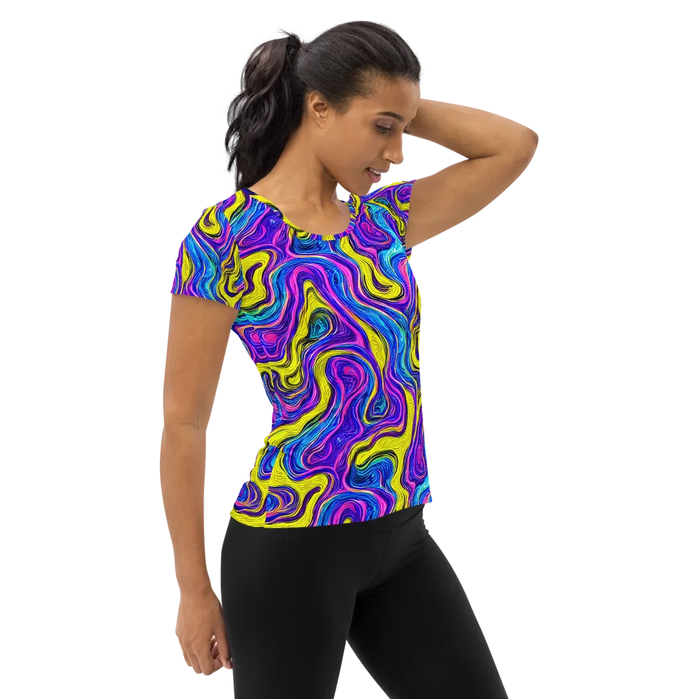 Vivid Whirl on Women's Athletic T-Shirt — Right