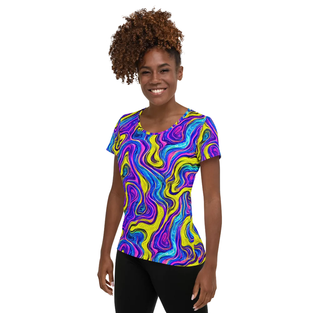Vivid Whirl on Women's Athletic T-Shirt — Left