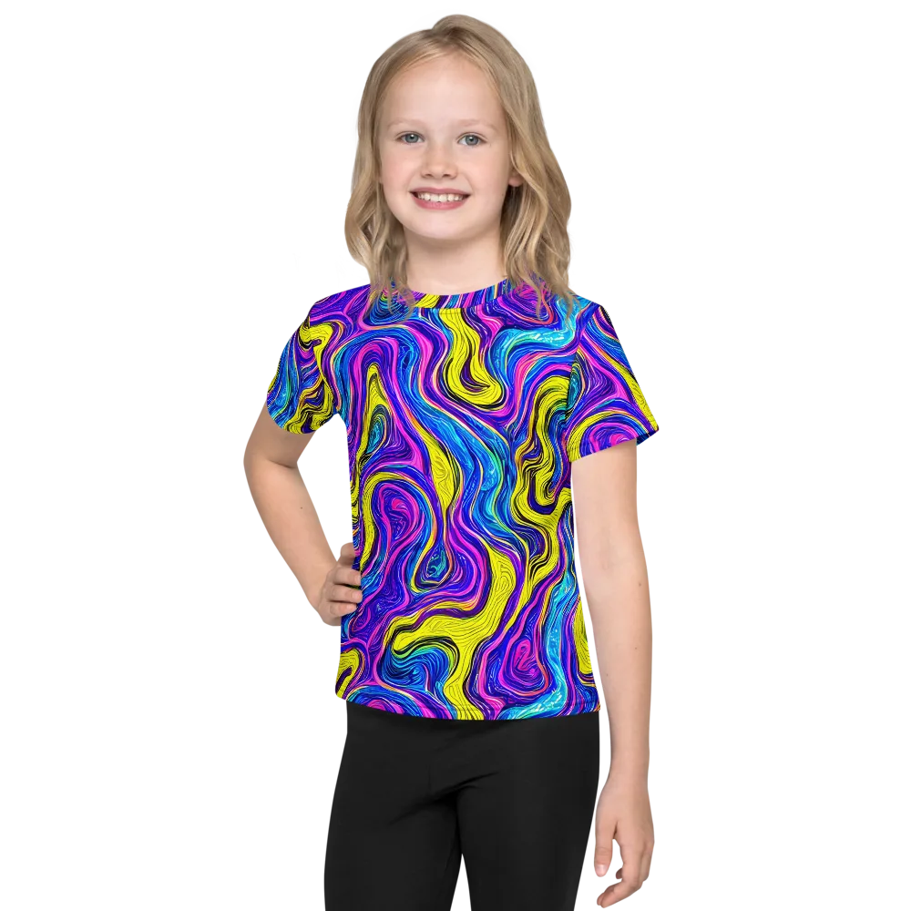 Vivid Whirl on Kids Crew Neck T-Shirt — Front