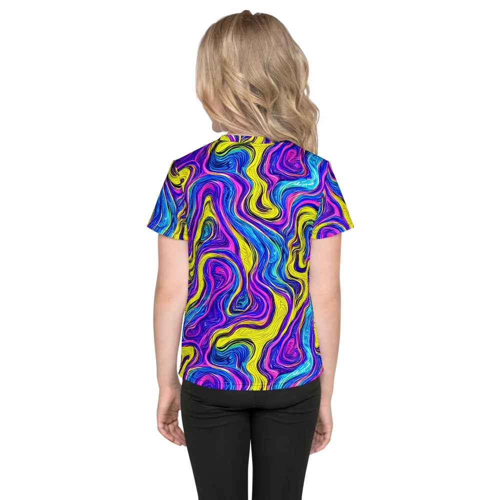 Vivid Whirl on Kids Crew Neck T-Shirt — Back