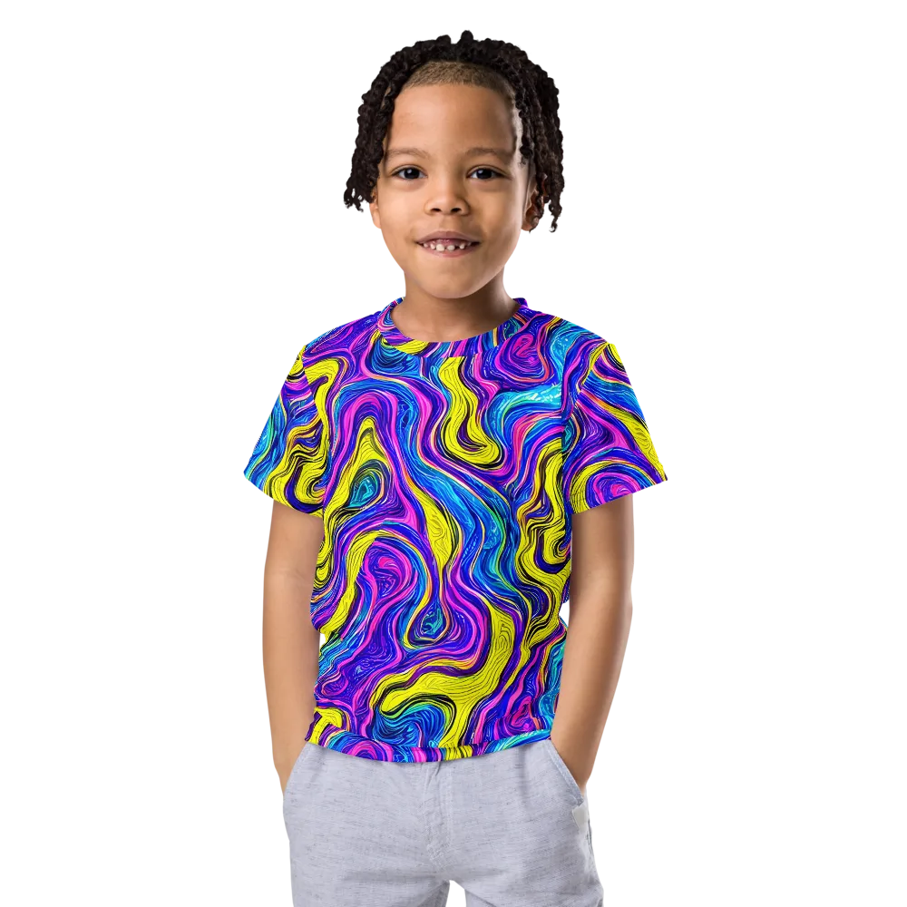 Vivid Whirl on Kids Crew Neck T-Shirt — Front