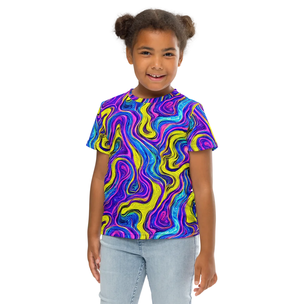 Vivid Whirl on Kids Crew Neck T-Shirt — Front