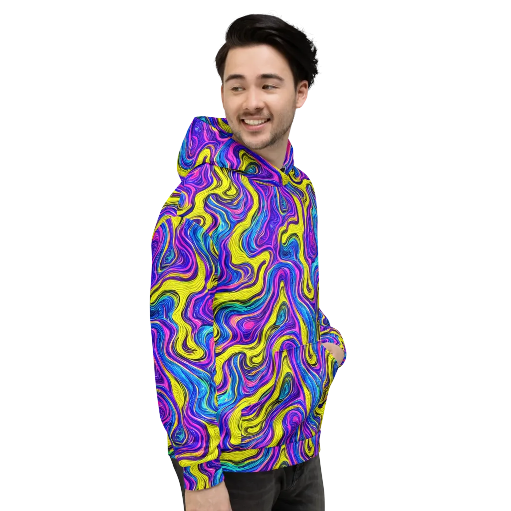 Vivid Whirl on Hoodie — Right