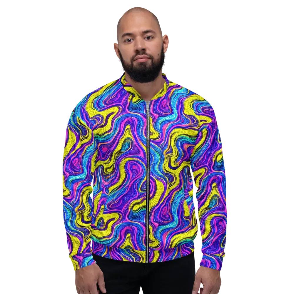 Vivid Whirl on Bomber Jacket — Front