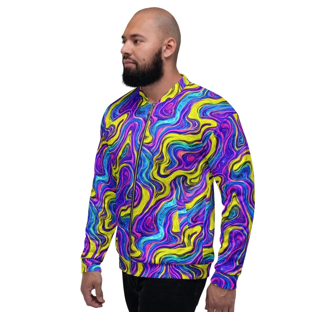 Vivid Whirl on Bomber Jacket — Left
