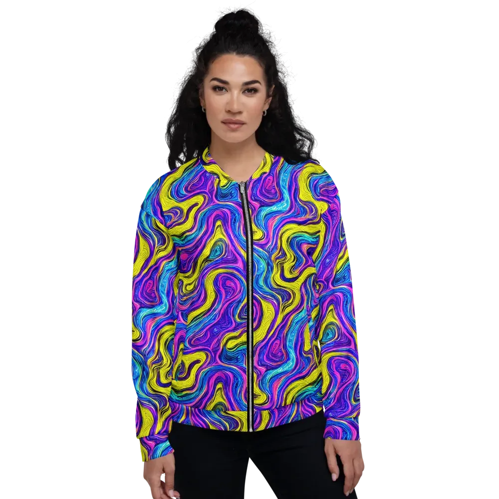 Vivid Whirl on Bomber Jacket — Front