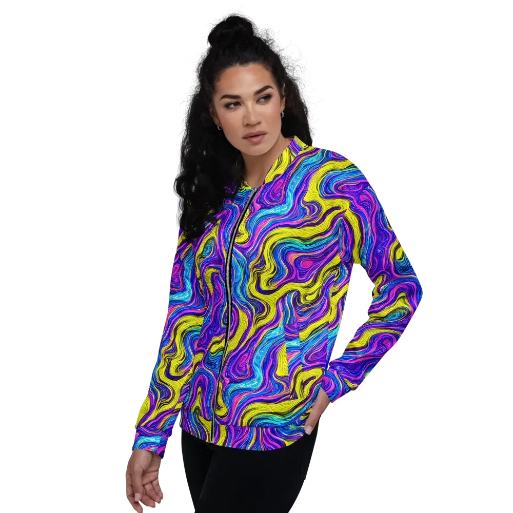 Vivid Whirl on Bomber Jacket — Left