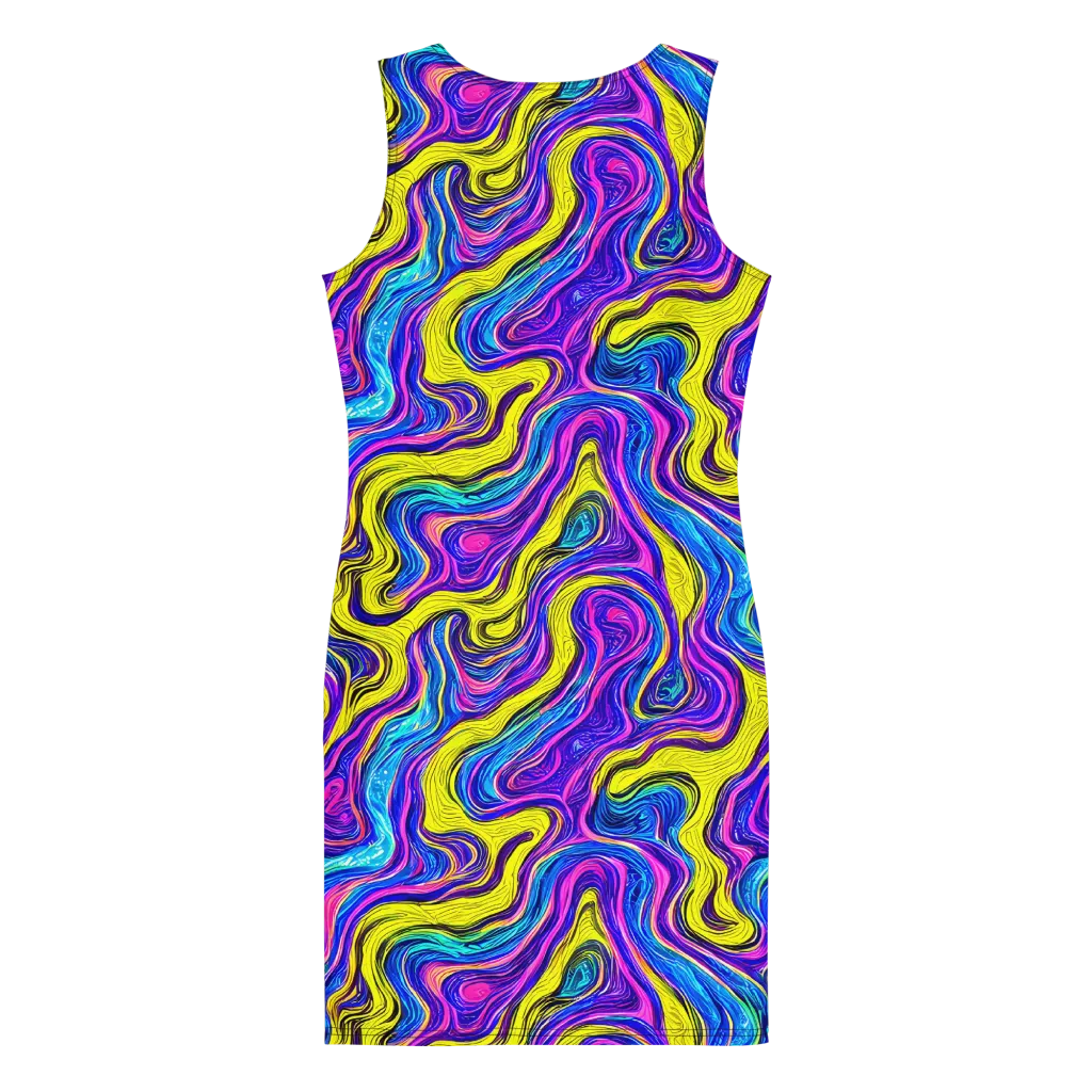 Vivid Whirl on Bodycon Dress — Back