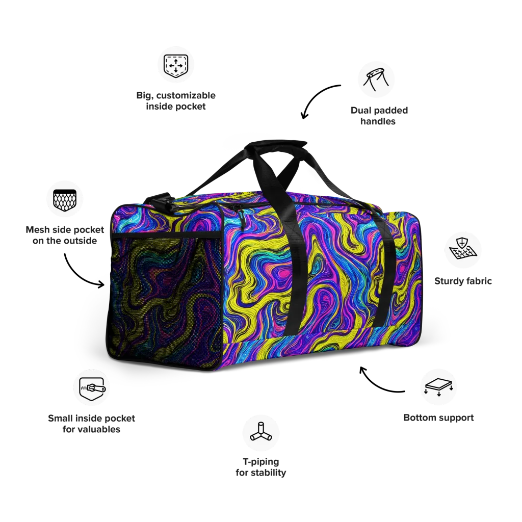 Vivid Whirl on Duffle Bag — Right Front