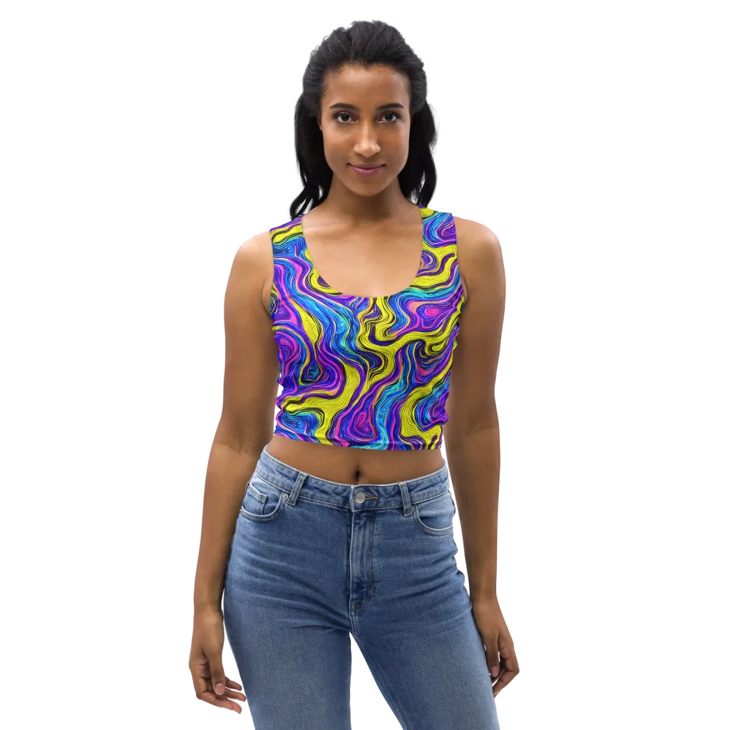 Vivid Whirl on Crop Top — Front