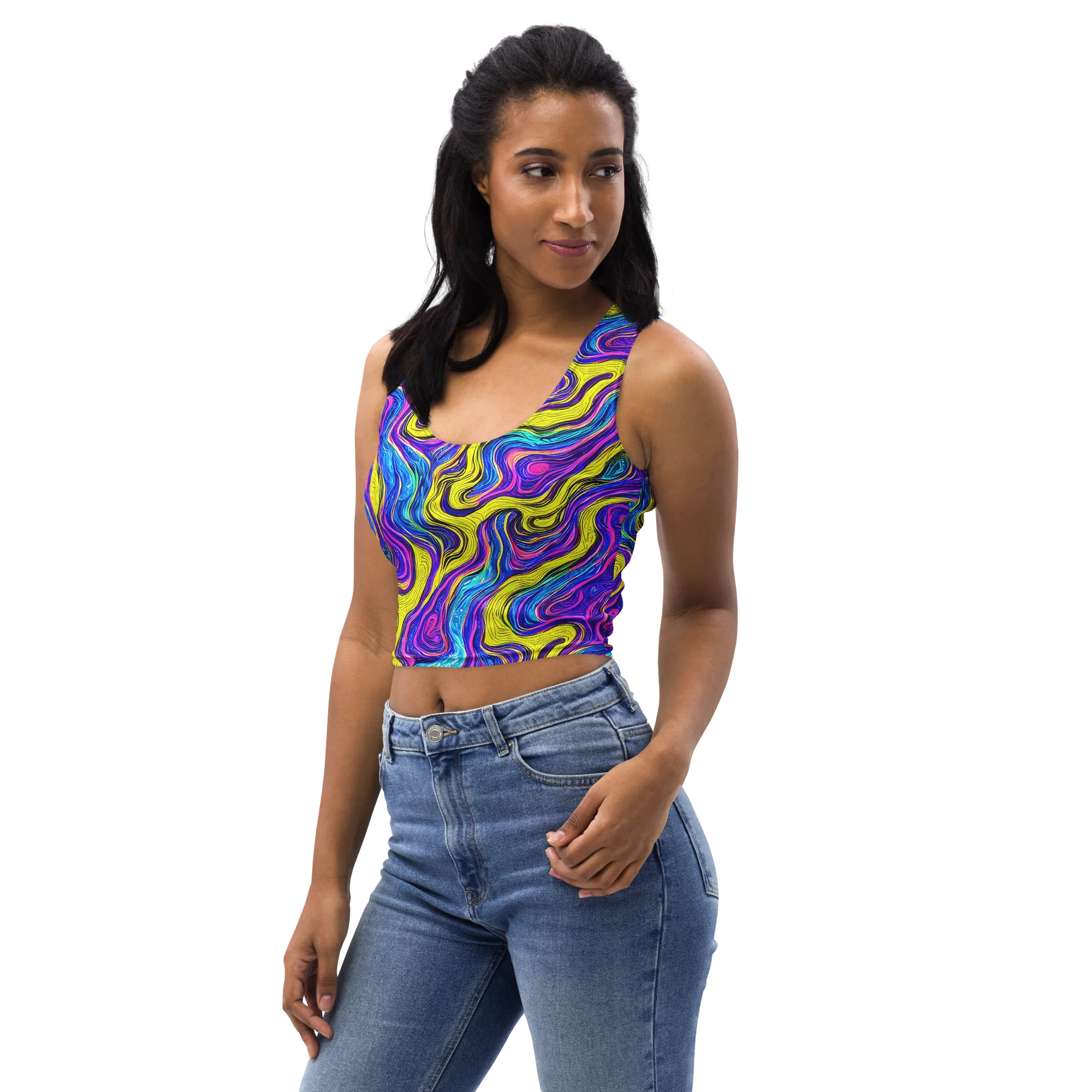 Vivid Whirl on Crop Top — Left Front