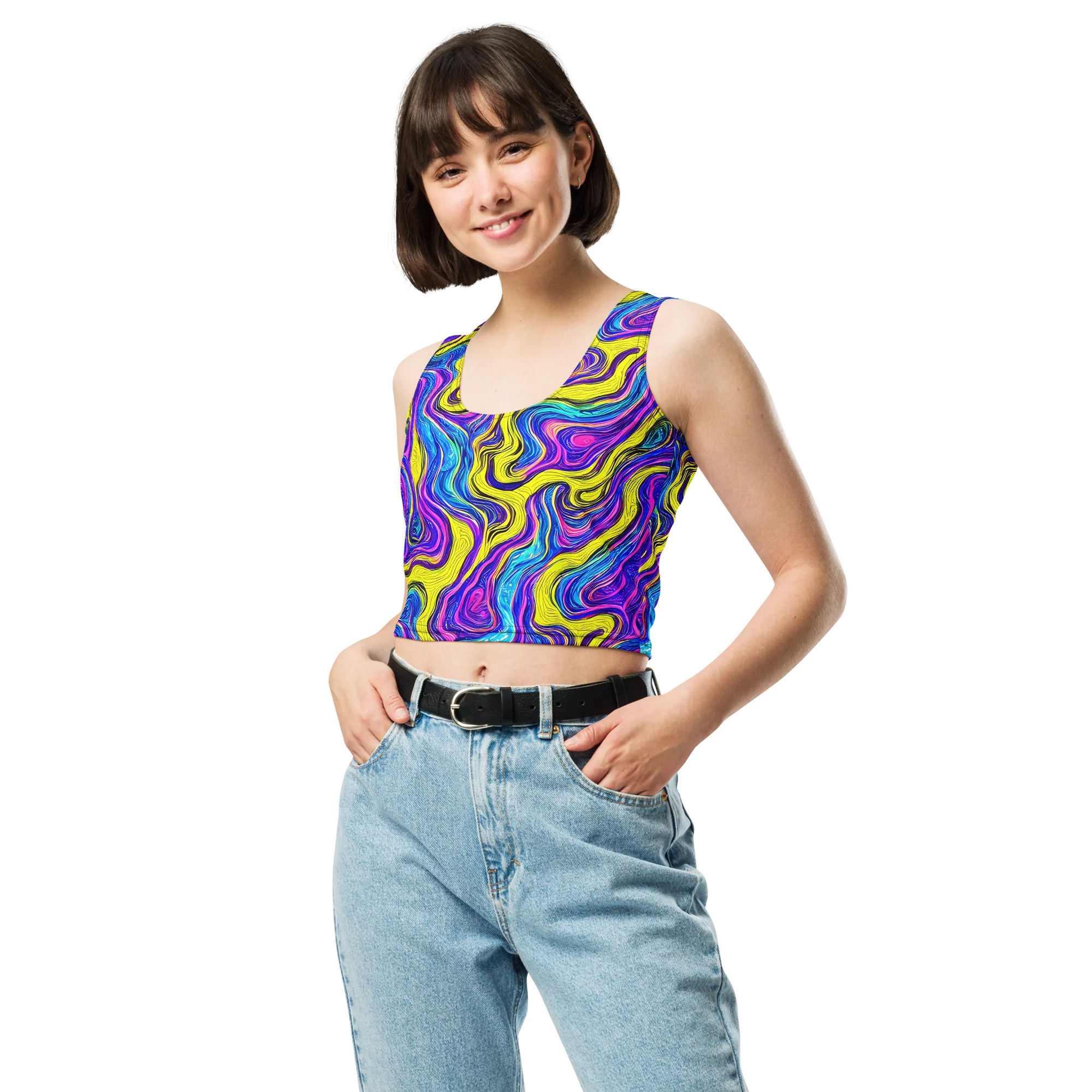 Vivid Whirl on Crop Top — Front