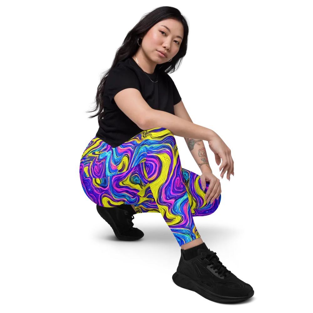 Vivid Whirl on Leggings with Pockets — Right Front