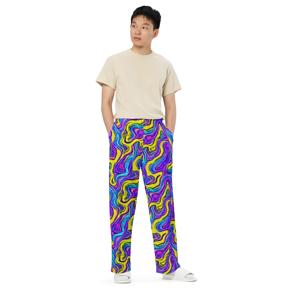 Vivid Whirl on Wide-Leg Pants — Front