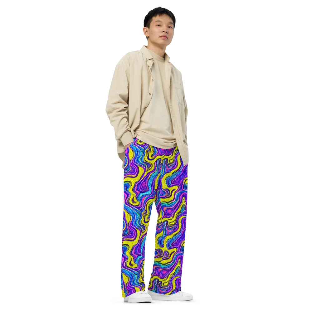 Vivid Whirl on Wide-Leg Pants — Right Front