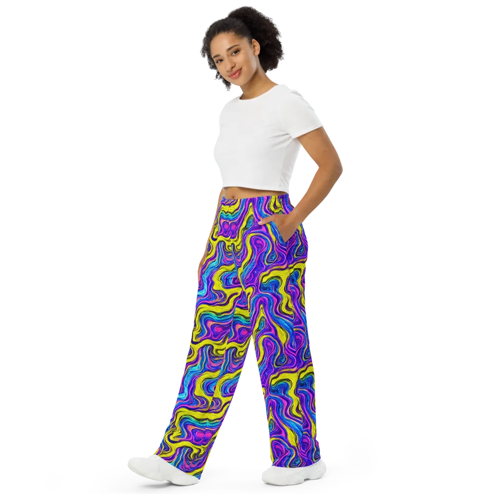 Vivid Whirl on Wide-Leg Pants — Left Front