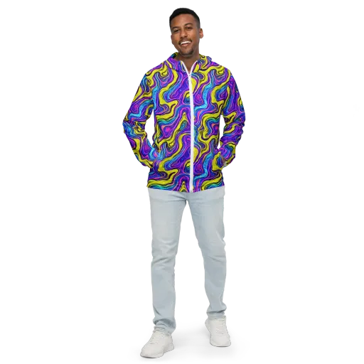 Vivid Whirl on a Men's Windbreaker
