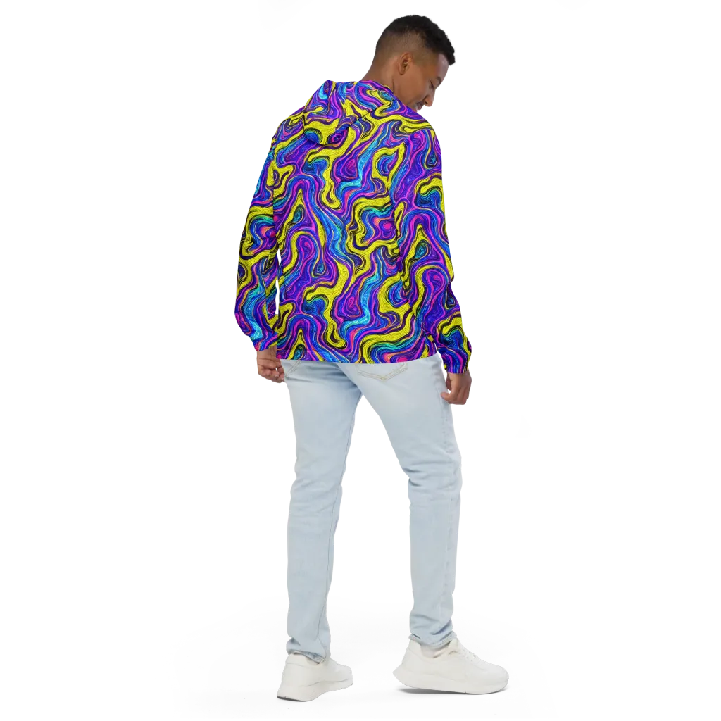 Vivid Whirl on Men's Windbreaker — Back