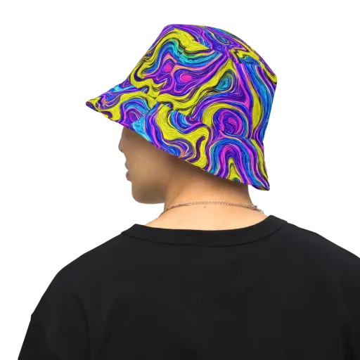Vivid Whirl on a Reversible Bucket Hat
