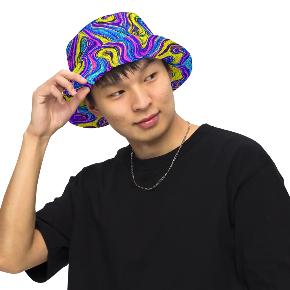 Vivid Whirl on Reversible Bucket Hat — Front Inside