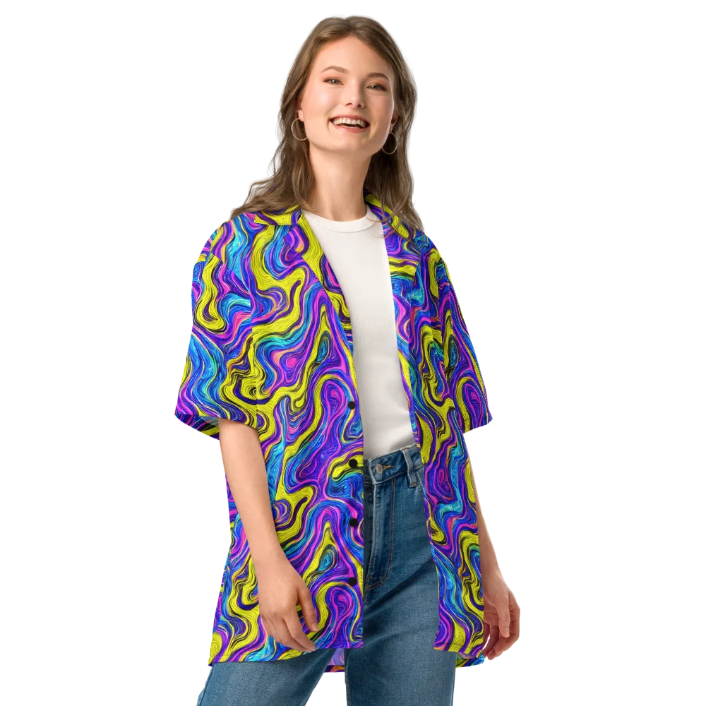 Vivid Whirl on Button Shirt — Front