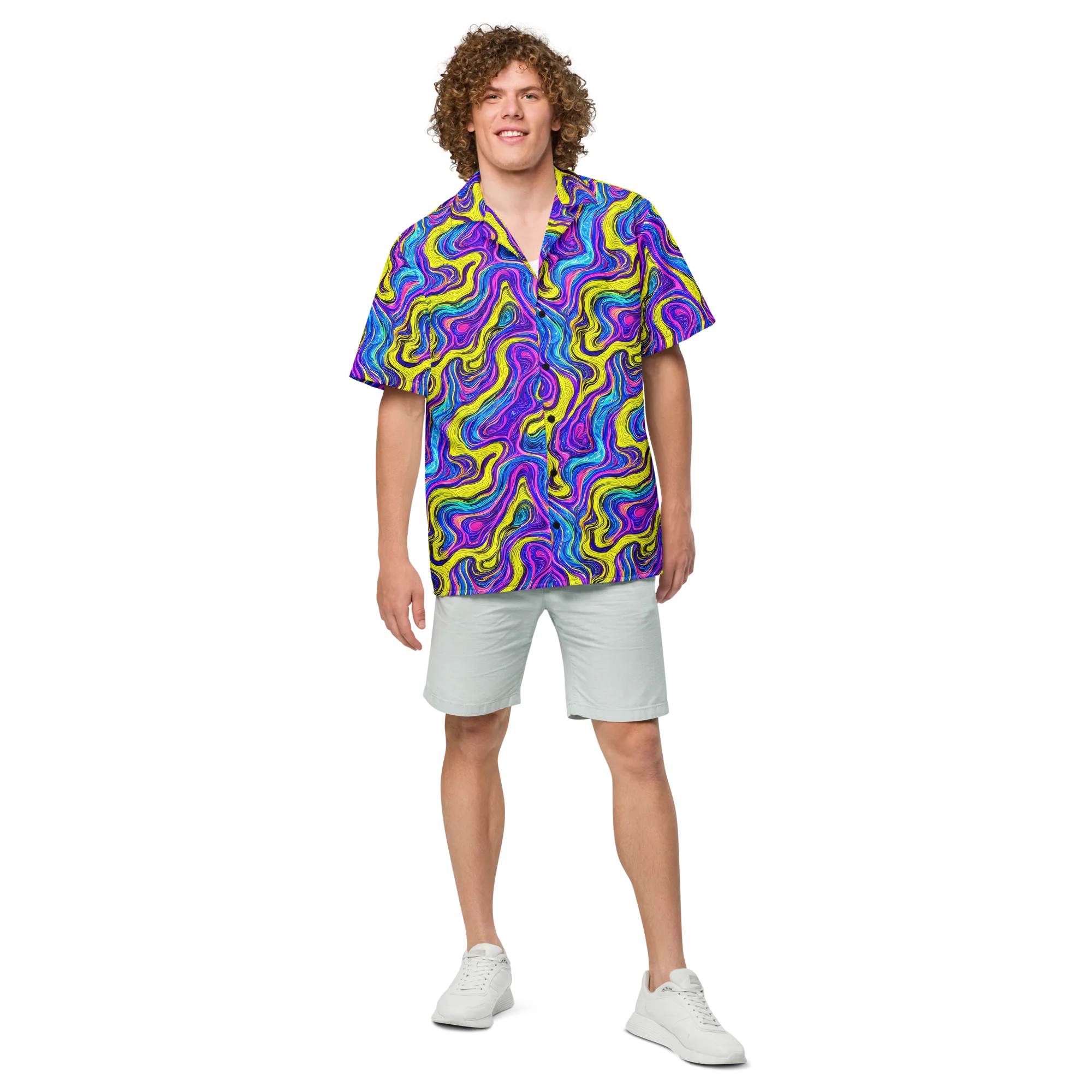 Vivid Whirl on Button Shirt — Front