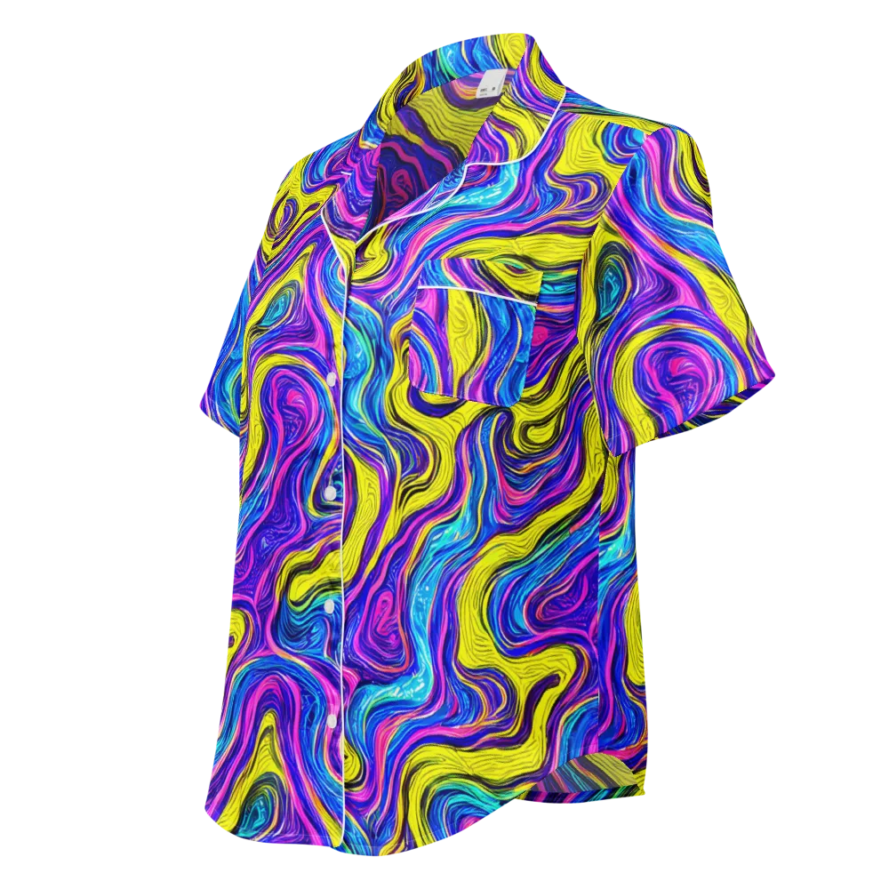 Vivid Whirl on Women's Short Sleeve Pajama Top — Left Front