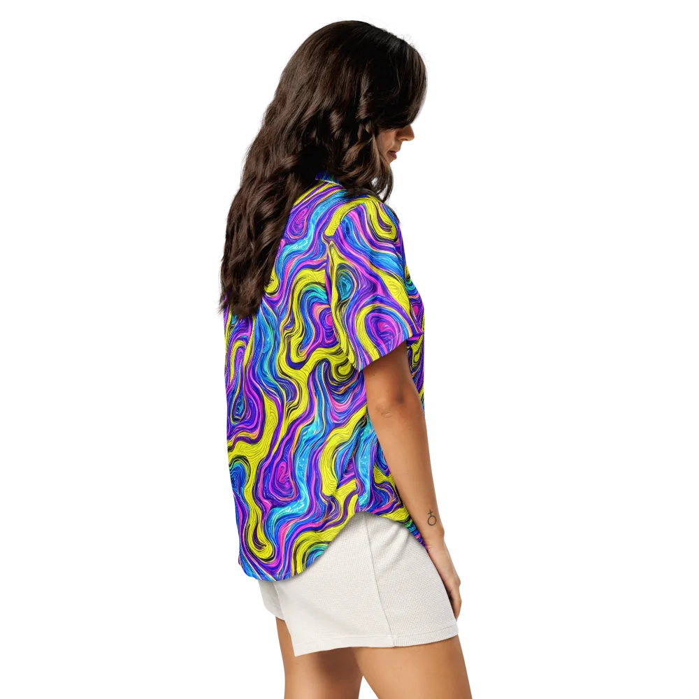 Vivid Whirl on Women's Short Sleeve Pajama Top — Right Back