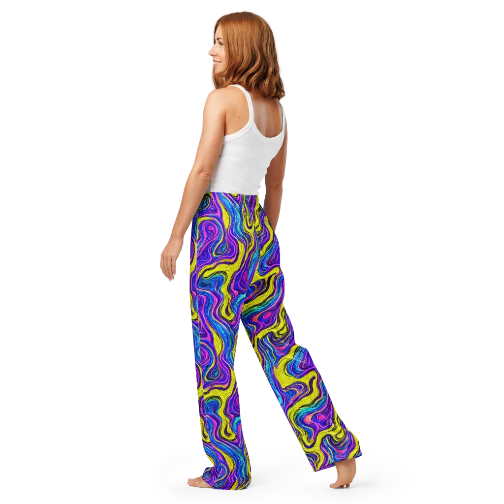 Vivid Whirl on Women's Pajama Pants — Back