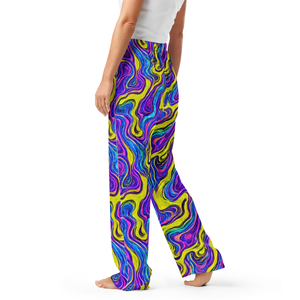 Vivid Whirl on Women's Pajama Pants — Left