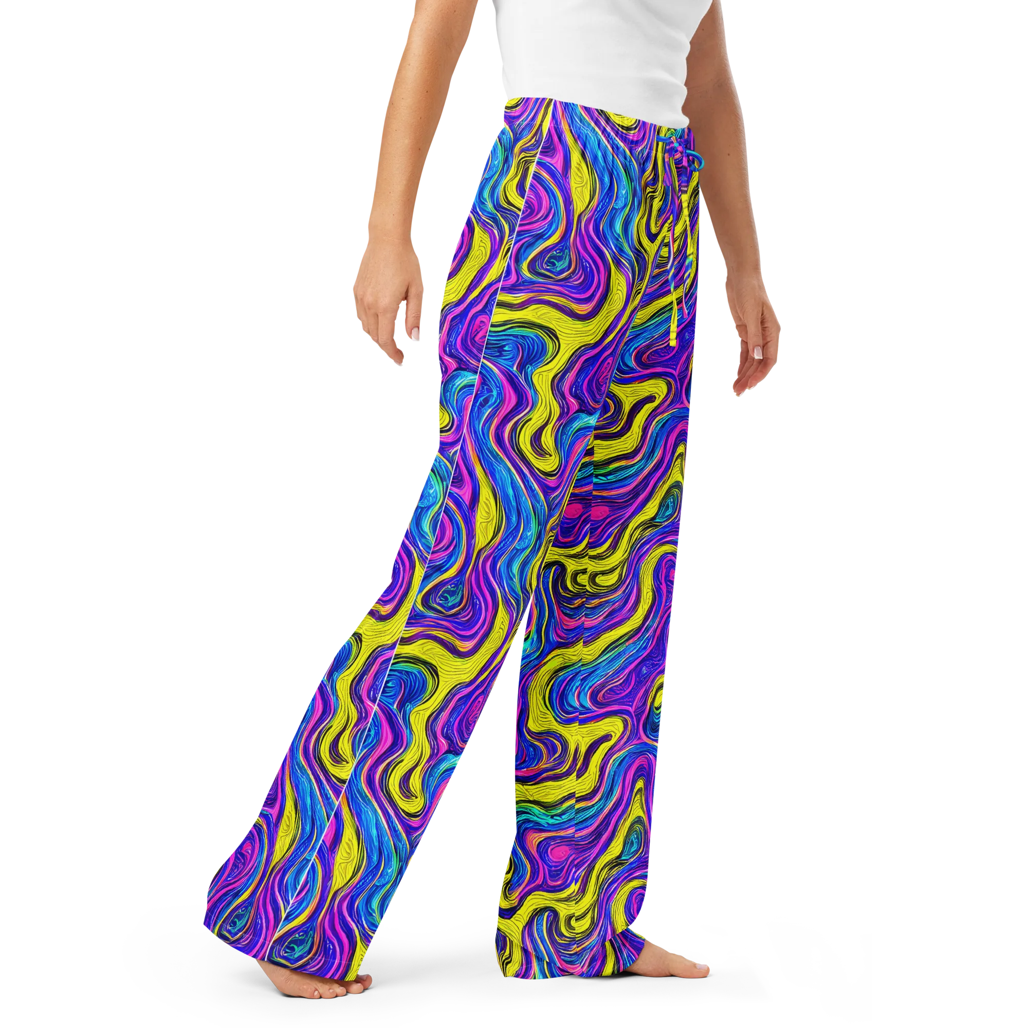 Vivid Whirl on Women's Pajama Pants — Right Front
