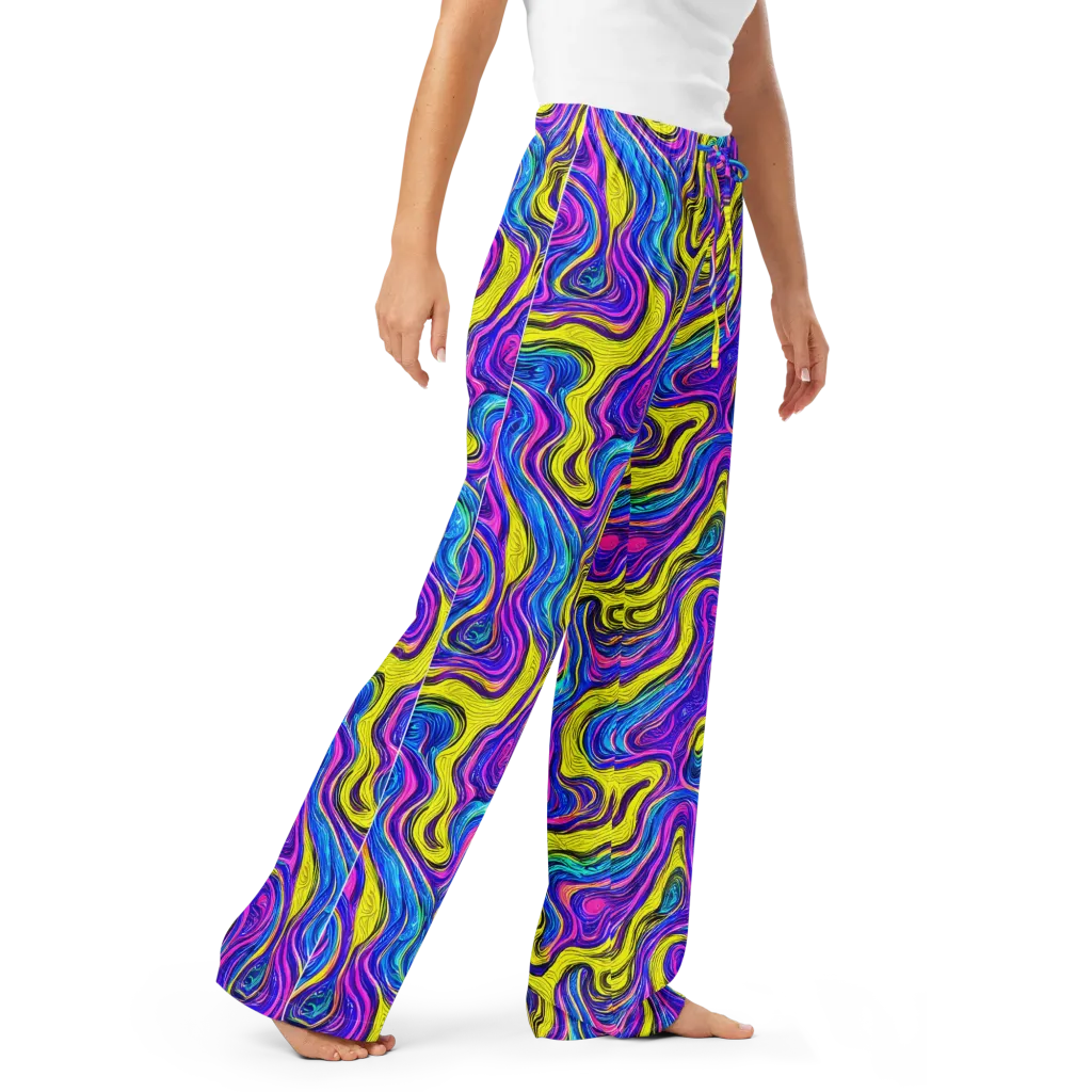 Vivid Whirl on Women's Pajama Pants — Right Front