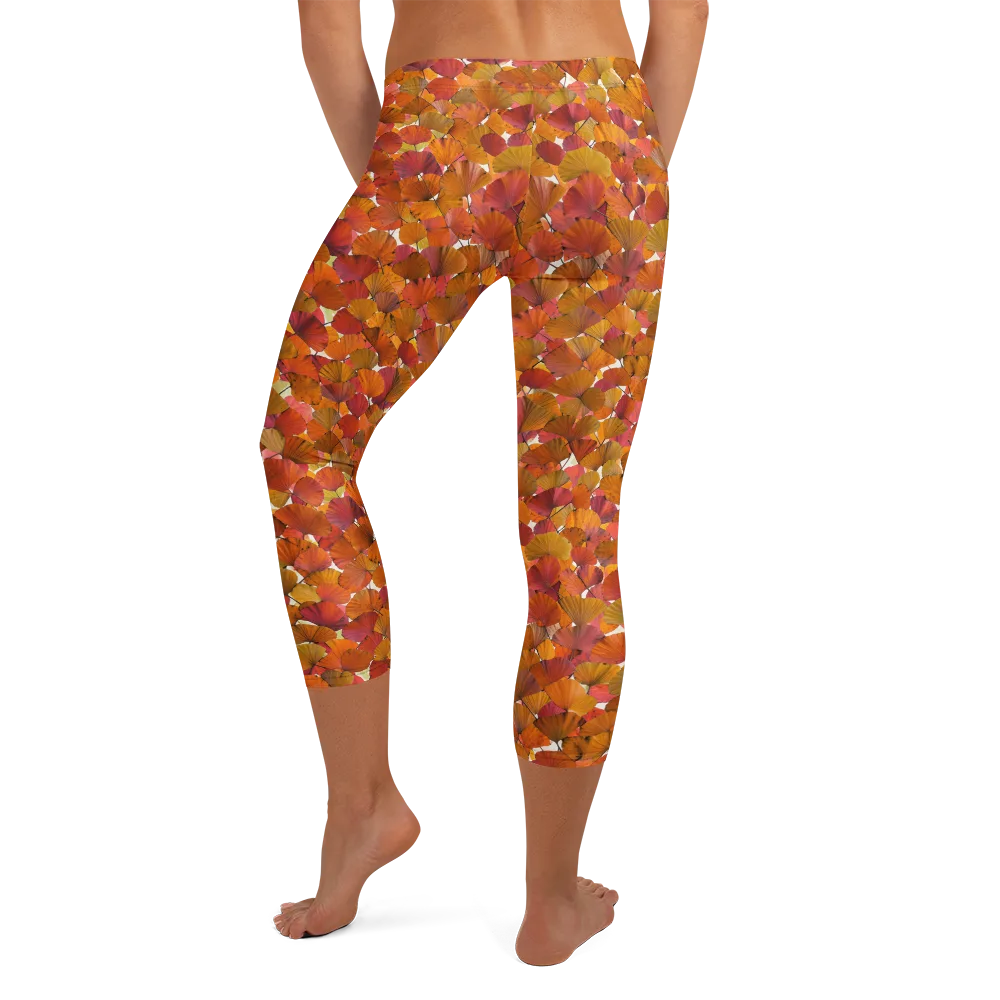 Autumn Fanfall on Capri Leggings — Back