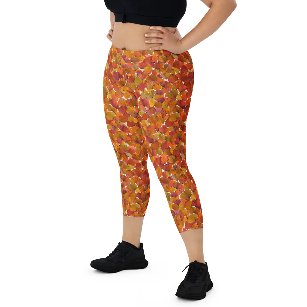 Autumn Fanfall on Capri Leggings — Front