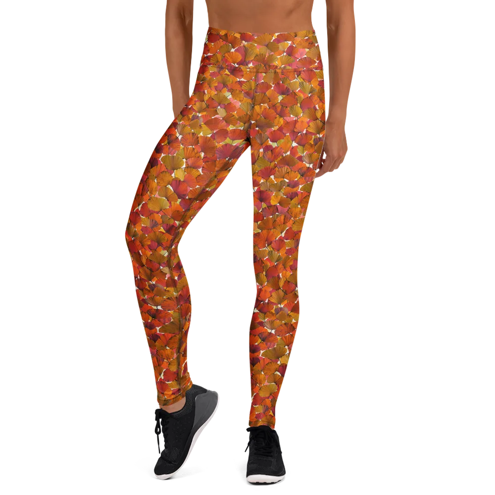 Autumn Fanfall on Yoga Leggings — Front