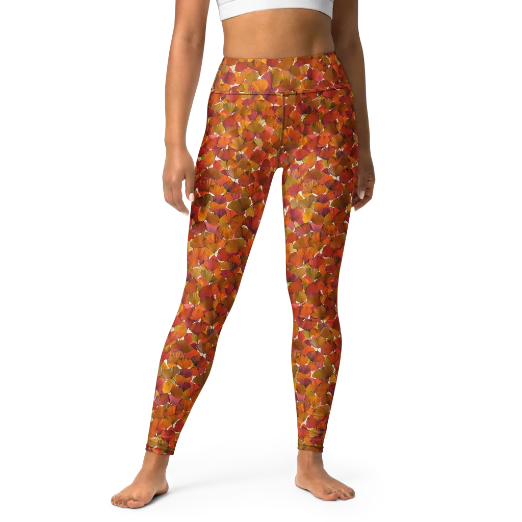 Autumn Fanfall on Yoga Leggings — Front